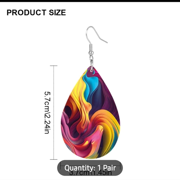 NWT Droplet Faux Leather Earrings - Picture 4 of 5